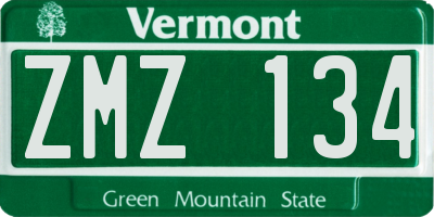 VT license plate ZMZ134