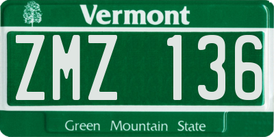 VT license plate ZMZ136
