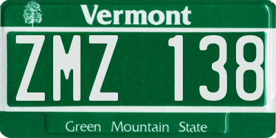 VT license plate ZMZ138
