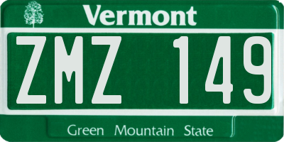 VT license plate ZMZ149