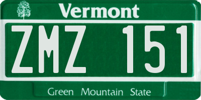 VT license plate ZMZ151