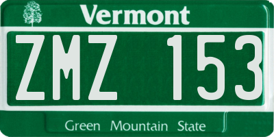 VT license plate ZMZ153
