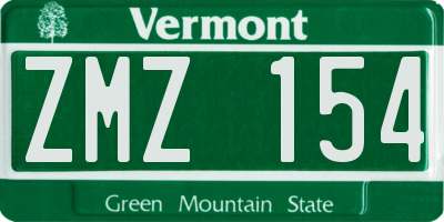 VT license plate ZMZ154
