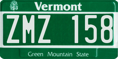 VT license plate ZMZ158