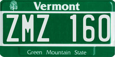 VT license plate ZMZ160