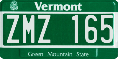VT license plate ZMZ165