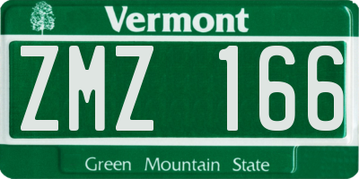 VT license plate ZMZ166
