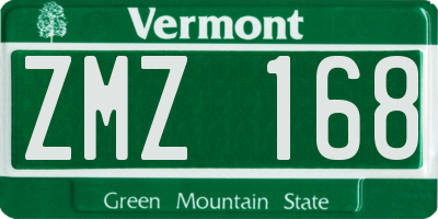 VT license plate ZMZ168