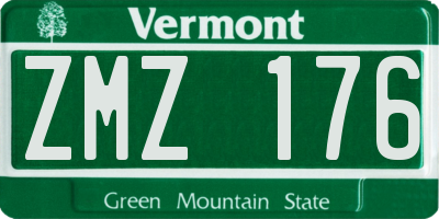VT license plate ZMZ176