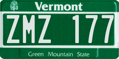 VT license plate ZMZ177