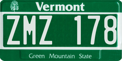 VT license plate ZMZ178