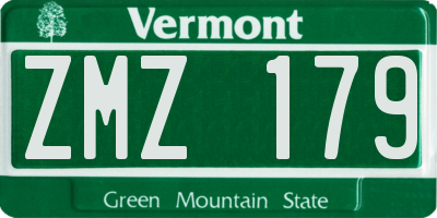 VT license plate ZMZ179