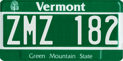 VT license plate ZMZ182
