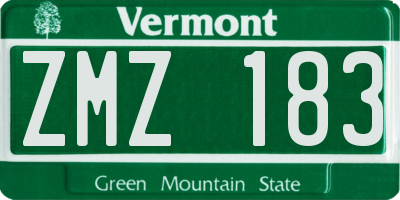 VT license plate ZMZ183