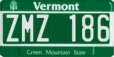 VT license plate ZMZ186