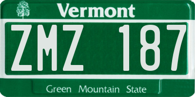 VT license plate ZMZ187