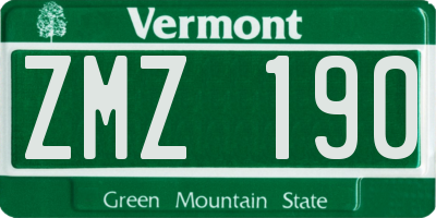 VT license plate ZMZ190