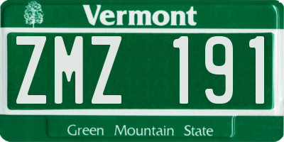 VT license plate ZMZ191