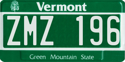 VT license plate ZMZ196