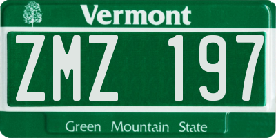 VT license plate ZMZ197