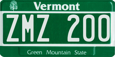 VT license plate ZMZ200