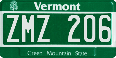 VT license plate ZMZ206