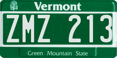 VT license plate ZMZ213