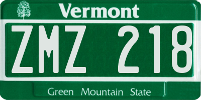 VT license plate ZMZ218
