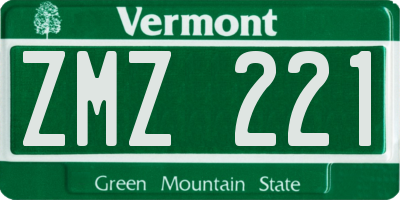 VT license plate ZMZ221