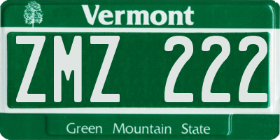 VT license plate ZMZ222