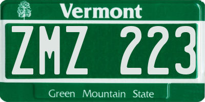 VT license plate ZMZ223