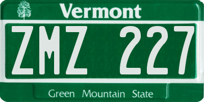 VT license plate ZMZ227