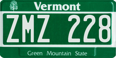 VT license plate ZMZ228