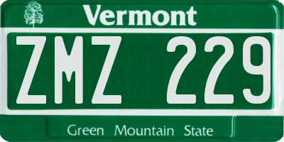 VT license plate ZMZ229