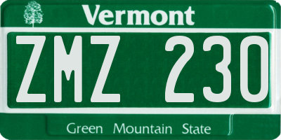 VT license plate ZMZ230