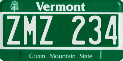 VT license plate ZMZ234
