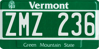VT license plate ZMZ236