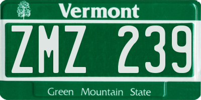 VT license plate ZMZ239