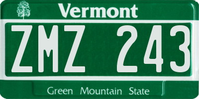 VT license plate ZMZ243