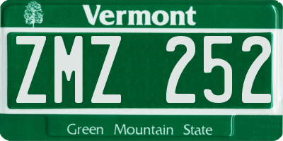 VT license plate ZMZ252