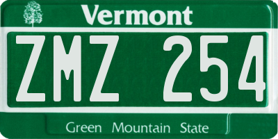 VT license plate ZMZ254