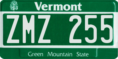 VT license plate ZMZ255
