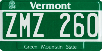 VT license plate ZMZ260