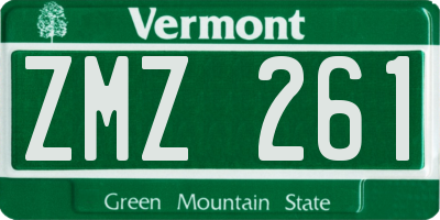 VT license plate ZMZ261