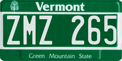 VT license plate ZMZ265
