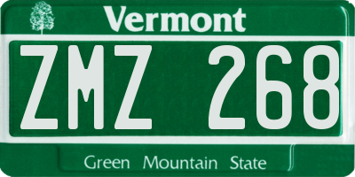 VT license plate ZMZ268