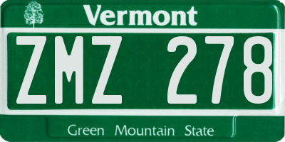 VT license plate ZMZ278