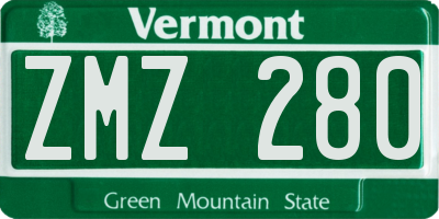 VT license plate ZMZ280