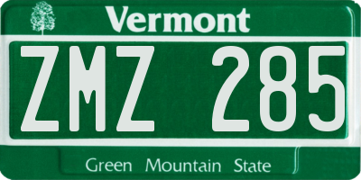 VT license plate ZMZ285