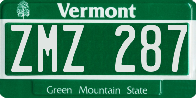 VT license plate ZMZ287